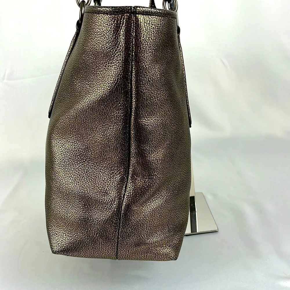Coach Chicago Ellis Metallic Bronze Pebble Leather Large Tote Bag